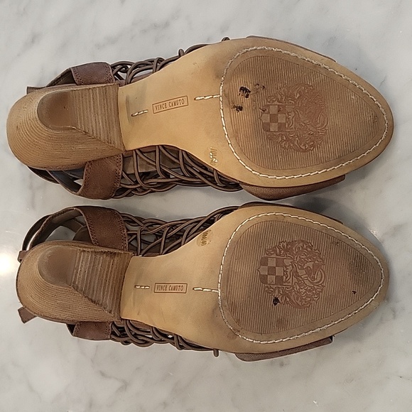 Vince Camuto Strappy Dark Nude Heels - Picture 4 of 5